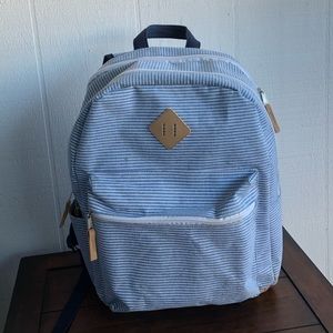 Blue and White Striped Backpack
